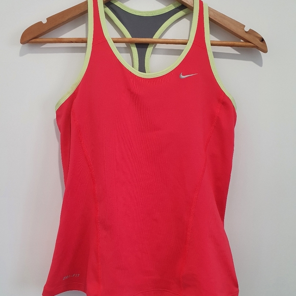Nike Tops - Nike DRI-FIT size small red racerback tank with in-built bra and rear pocket
